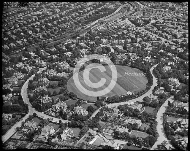 Dean Park Sports Ground and Bournemouth Central Station, Bournemouth, Dorset, c1930s. Creator: Arthur William Hobart.