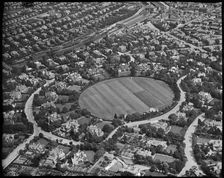 Dean Park Sports Ground and Bournemouth Central Station, Bournemouth, Dorset, c1930s. Creator: Arthur William Hobart