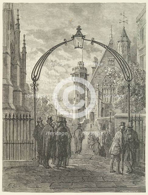Dean's Yard, Westminster, 1872.  Creator: Adolphe François Pannemaker.