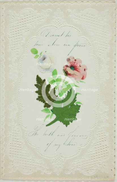 Dearest 'Tis Time Alone (valentine), c. 1840. Creator: George Meek.