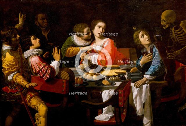 Death Comes to the Banquet Table (Memento Mori), c. 1635. Artist: Martinelli, Giovanni (1604-1659)