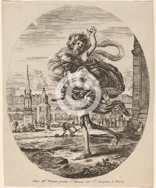 Death Carrying a Child to the Left, probably 1648. Creator: Stefano della Bella.