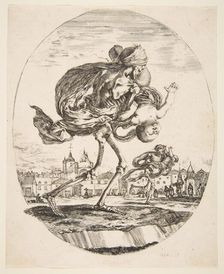 Death Carrying an Infant, from The five deaths (Les cinq Morts), ca. 1648. Creator: Stefano della Bella