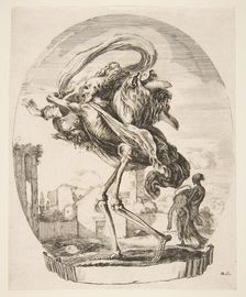 Death carrying off a woman, from The five deaths (Les cinq Morts), ca. 1648. Creator: Stefano della Bella