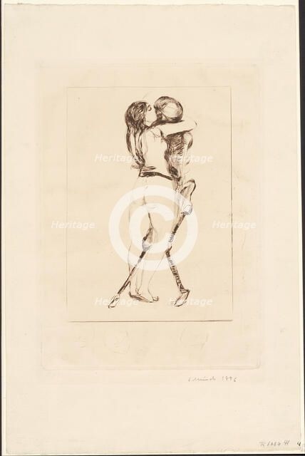 Death and the Woman, 1894. Creator: Edvard Munch.