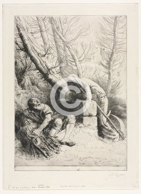 Death and the Woodcutter, 1881. Creator: Alphonse Legros (French, 1837-1911).