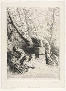 Death and the Woodcutter, 1881. Creator: Alphonse Legros (French, 1837-1911)