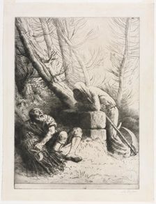 Death and the Woodcutter, 1881. Creator: Alphonse Legros (French, 1837-1911)