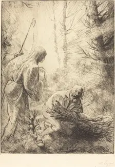 Death and the Woodcutter, 2nd plate (La mort et le bucheron). Creator: Alphonse Legros