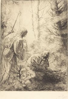 Death and the Woodcutter, 2nd plate (La mort et le bucheron). Creator: Alphonse Legros