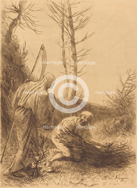 Death and the Woodcutter, 2nd plate (Le mort et le bucheron). Creator: Alphonse Legros.