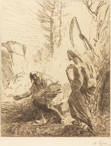 Death and the Woodcutter, 3rd plate (La mort et le bucheron). Creator: Alphonse Legros