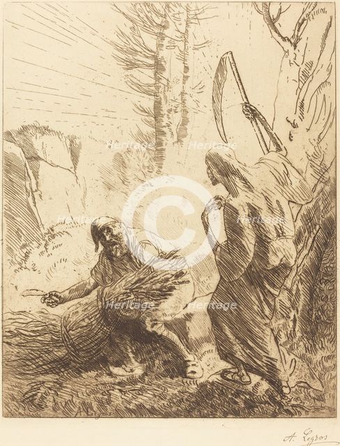 Death and the Woodcutter, 3rd plate (La mort et le bucheron). Creator: Alphonse Legros.