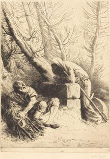 Death and the Woodcutter, 4th plate (La mort et le bucheron). Creator: Alphonse Legros