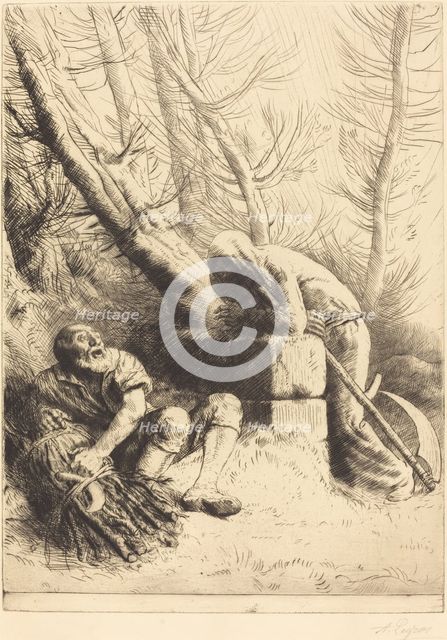 Death and the Woodcutter, 4th plate (La mort et le bucheron). Creator: Alphonse Legros.