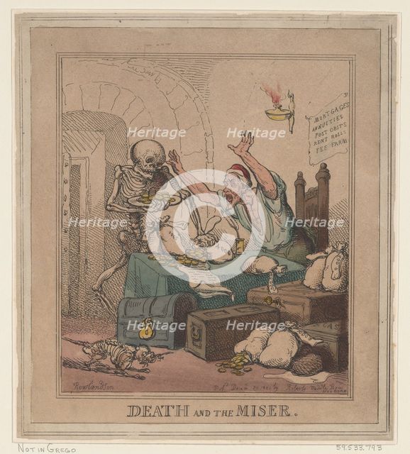 Death and the Miser, December 20, 1801., December 20, 1801. Creator: Thomas Rowlandson.
