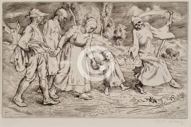 Death And The Ploughman's Wife - Frontispiece, 1888. Creator: William Strang.