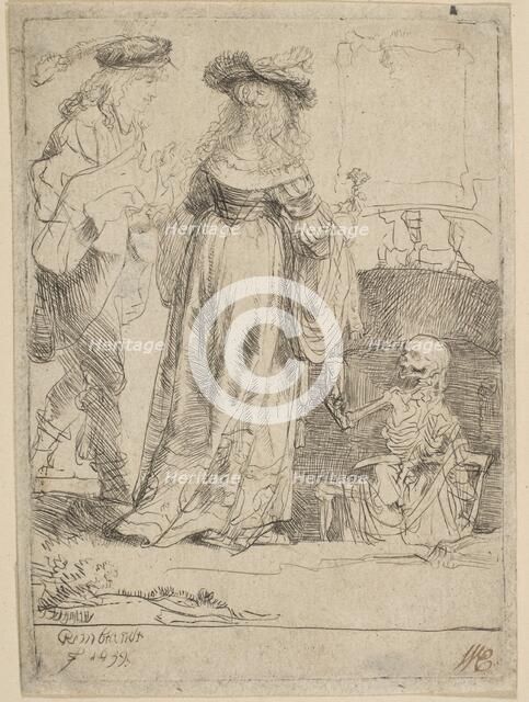 Death Appearing to a Wedded Couple from an Open Grave, 1639. Creator: Rembrandt Harmensz van Rijn.