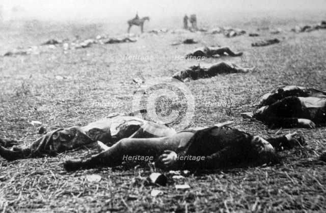 'Death on a Misty Morning', aftermath of the Battle of Gettysburg, American Civil War, 5 July 1863. Artist: Unknown
