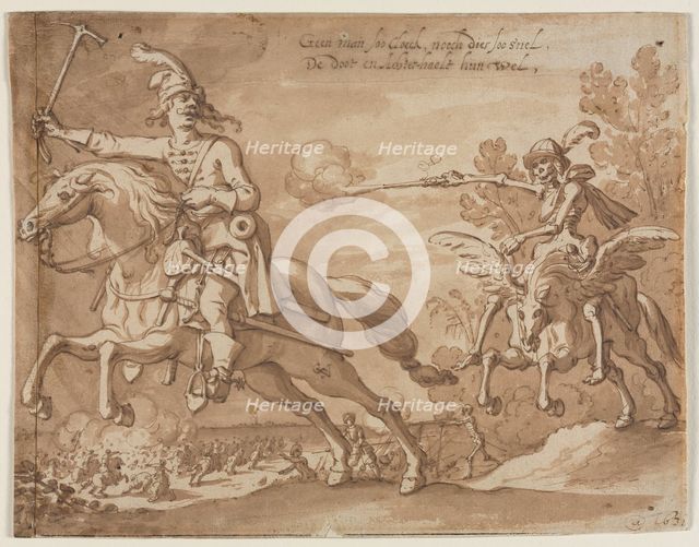 Death on Horseback Chasing a Flying Knight, 1631. Creator: Sebastian Vrancx (Flemish, 1573-1647).
