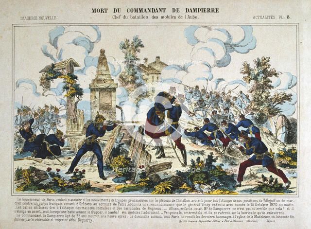 Death of Commandant de Dampierre, Siege of Paris, Franco-Prussian War, 13th October 1870. Artist: Anon