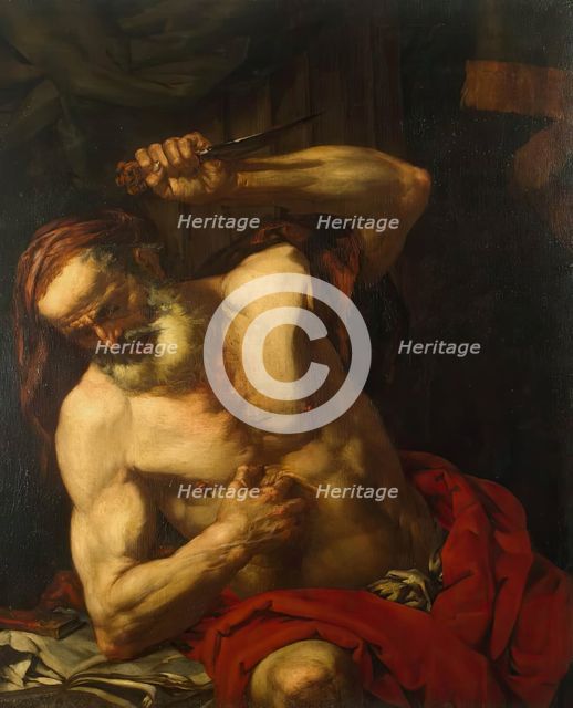 Death of Cato of Utica, 1670. Creator: Giovanni Battista Langetti.