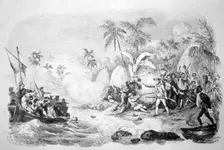 Death of Captain Cook, 1779 (c1819). Artist: Jacques Etienne Victor Arago