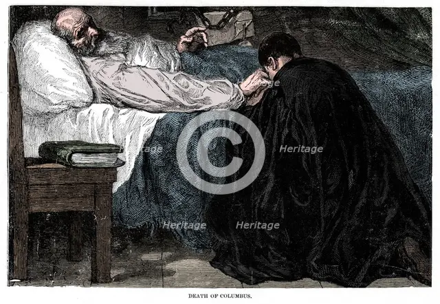 Death of Christopher Columbus, 1506, (1872).  Artist: Unknown.