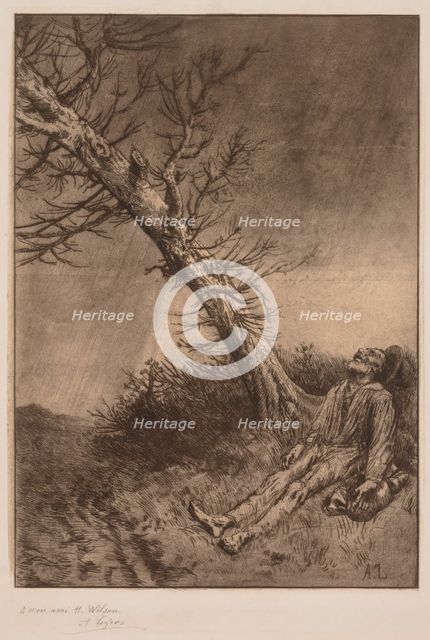 Death of a Vagabond, c. 1875. Creator: Alphonse Legros (French, 1837-1911).