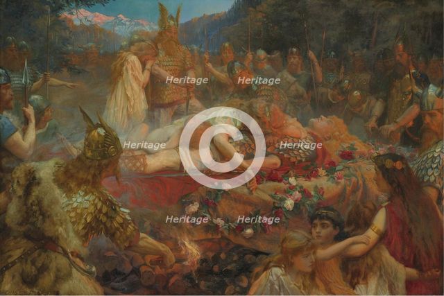 Death of a Viking warrior, 1909. Artist: Butler, Charles Ernest (1864-1933)