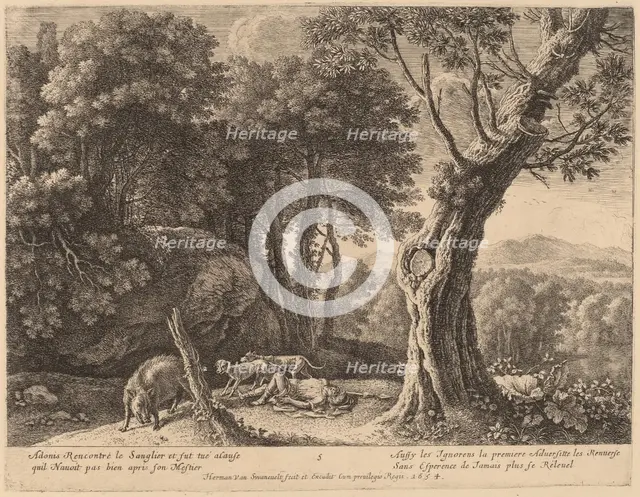 Death of Adonis. Creator: Herman van Swanevelt.
