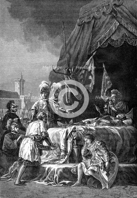 Death of Bertrand du Guesclin, Breton knight, 1898. Artist: Barbant