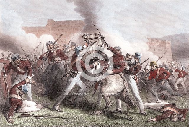 Death of Brigadier Adrian Hope, Indian Mutiny, 15 April 1858. Artist: Unknown