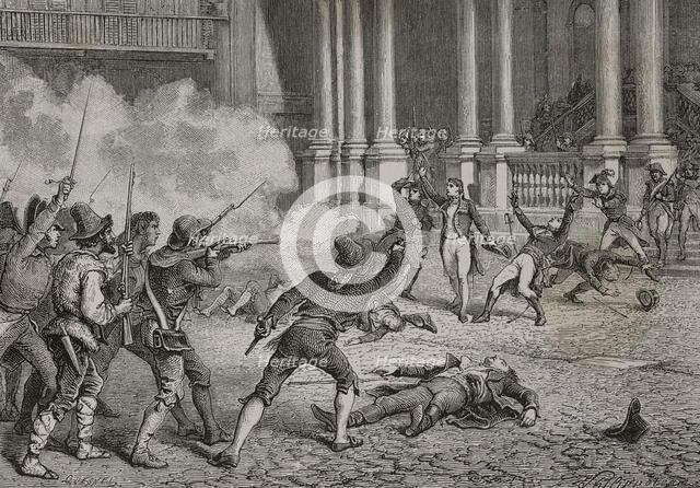 Death of General Duphot (1769-1797) in Rome on 28 December 1797, during a riot between..., 1879.  Creator: Desire Mathieu Quesnel.