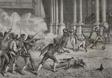 Death of General Duphot (1769-1797) in Rome on 28 December 1797, during a riot between..., 1879. Creator: Desire Mathieu Quesnel