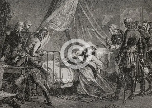 Death of General Hoche in Wetzlar, due to tuberculosis, on 19 September 1797, (1879).  Creator: Unknown.