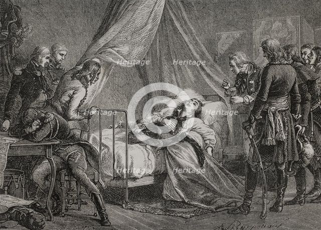 Death of General Hoche in Wetzlar, due to tuberculosis, on 19 September 1797, (1879).  Creator: Unknown.