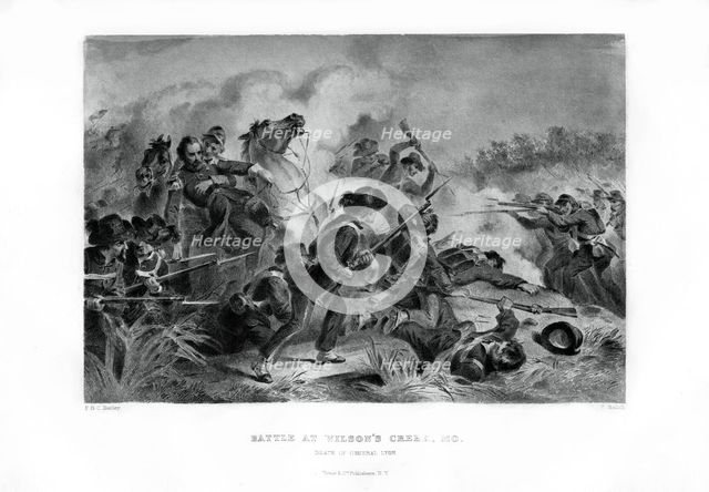 Death of General Lyon, Battle of Wilson's Creek, Missouri, 10 August 1861, (1862-1867).Artist: V Balch