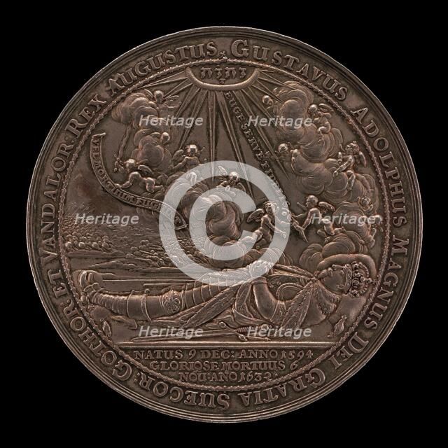 Death of Gustavus II Adolphus, 1594-1632, King of Sweden 1611 [obverse], 1634. Creator: Sebastian Dadler.