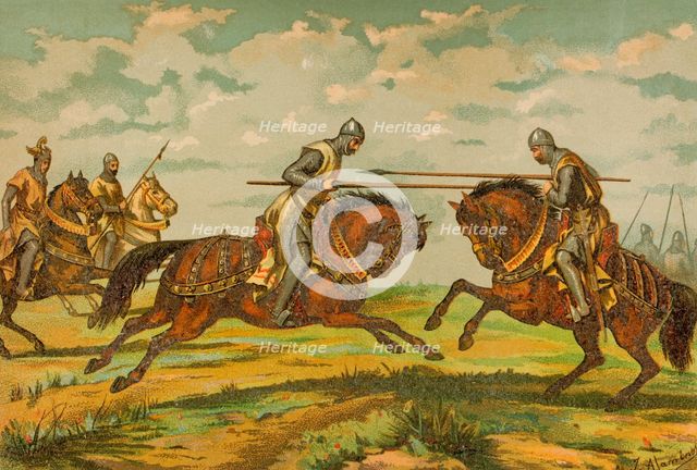 Death of Don Pedro de Ahones, Aragonese knight, servant of King Peter III of Aragón, (1889). Creator: Unknown.