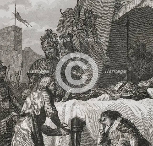 Death of El Cid Campeador, 1853.  Creator: Antonio Roca Sallent.