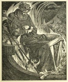Death of King Warwulf, pub. 1915 (engraving), 1915. Creator: Frederick Sandys (1829 - 1904)