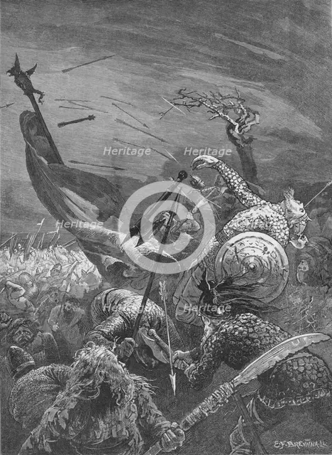 Death of King Harold at the Battle of Hastings, 1066 (1905). Artist: Unknown.