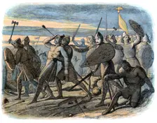 Death of King Harold, Battle of Hastings, 1066 (1864). Artist: James William Edmund Doyle