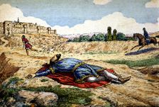 Death of King Sancho II of Castile and Leon in 1072 at hands of Bellido Dolfos before the city of…