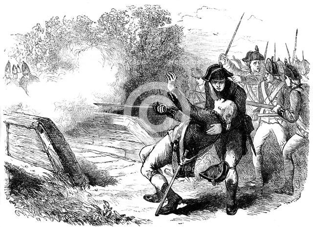 Death of Isaac Davis, 1775 (c1880). Artist: Unknown