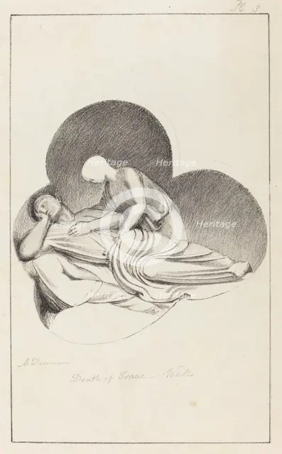Death of Isaac, from Wells Cathedral, published 1829. Creator: Maria Denman.
