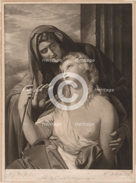 Death of Lucretia, 1770. Creator: Robert Dunkarton (British, 1744-c. 1817).