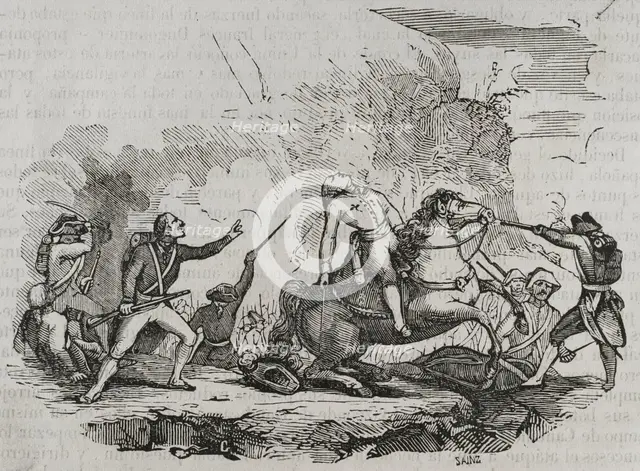 Death of Luis Fermin de Carvajal, 1st Count of La Union, (1752-1794), 1794 (1851).  Creator: Unknown.