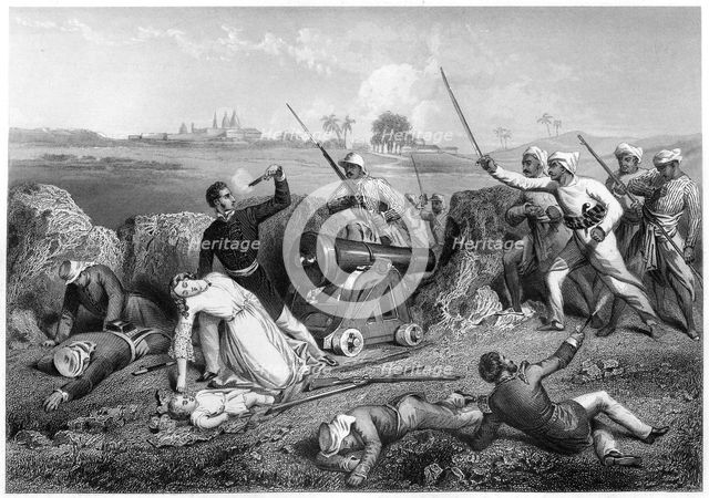 'Death of Major Skene and his wife at Jhansi', 1857, (c1860). Artist: Unknown